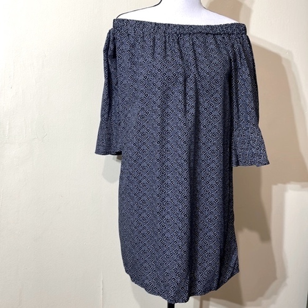 Old Navy Off the Shoulder Black and White Print Mini Shift Dress Size XS